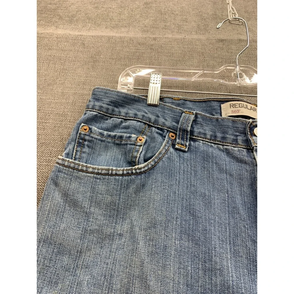 Levi's 505 Jeans Mens 33x32 Blue Denim Light Wash Mid Rise Regular Fit Straight